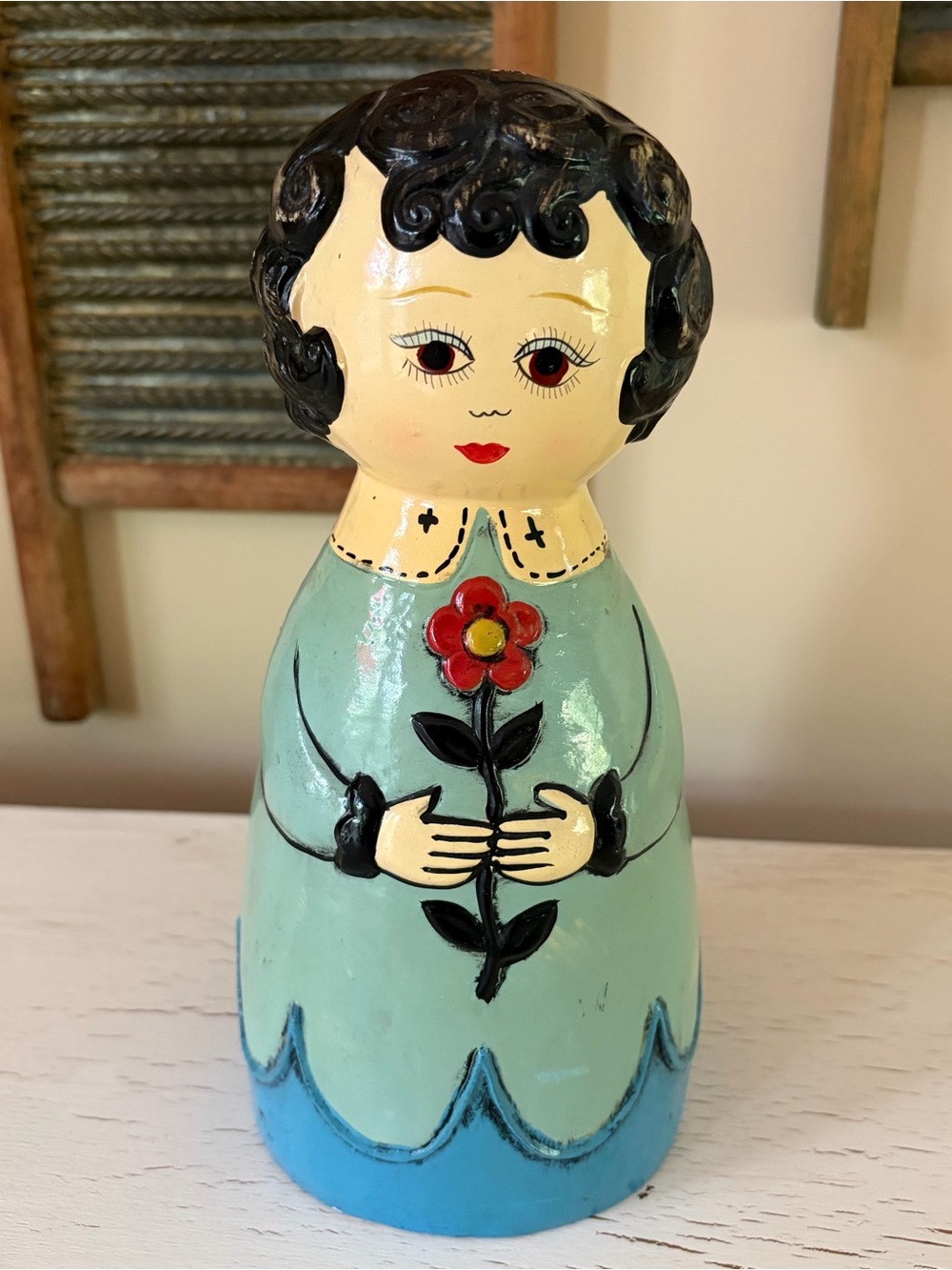 Vintage Paul Marshall Folk Art Ceramic Bank❤️